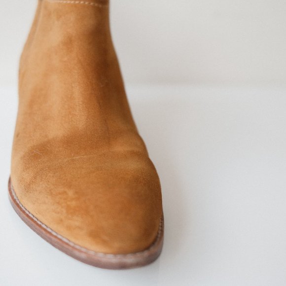 alexander wang 'kori' cutout metal heel chelsea booties in camel brown suede - Picture 9 of 12